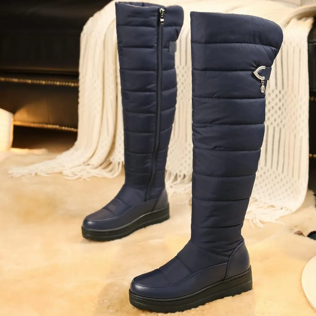 Women's Winter Over The Knee Thigh High Snow Boots Waterproof Rain Warm Fur Lined Wide Calf Snow Boot