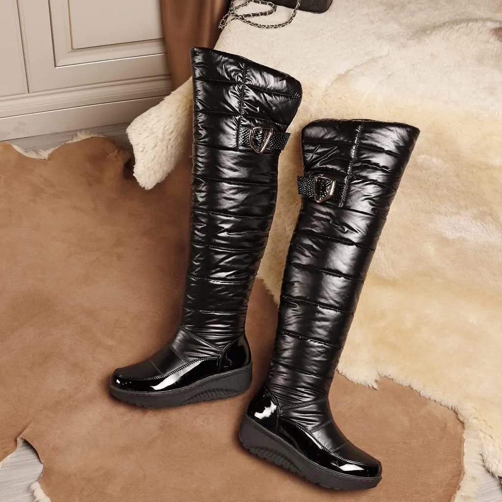 Women's Winter Over The Knee Thigh High Snow Boots Waterproof Rain Warm Fur Lined Wide Calf Snow Boot