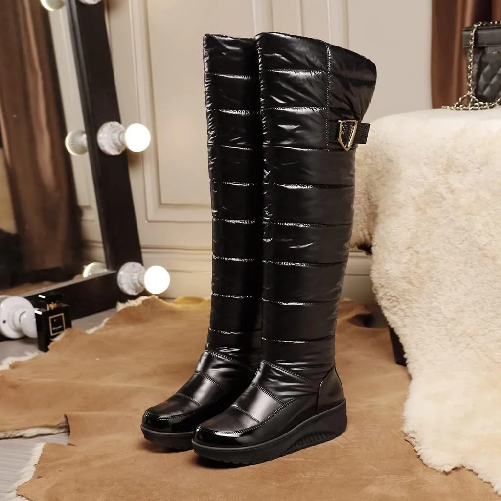 Women's Winter Over The Knee Thigh High Snow Boots Waterproof Rain Warm Fur Lined Wide Calf Snow Boot