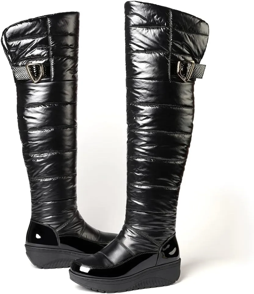 Women's Winter Over The Knee Thigh High Snow Boots Waterproof Rain Warm Fur Lined Wide Calf Snow Boot