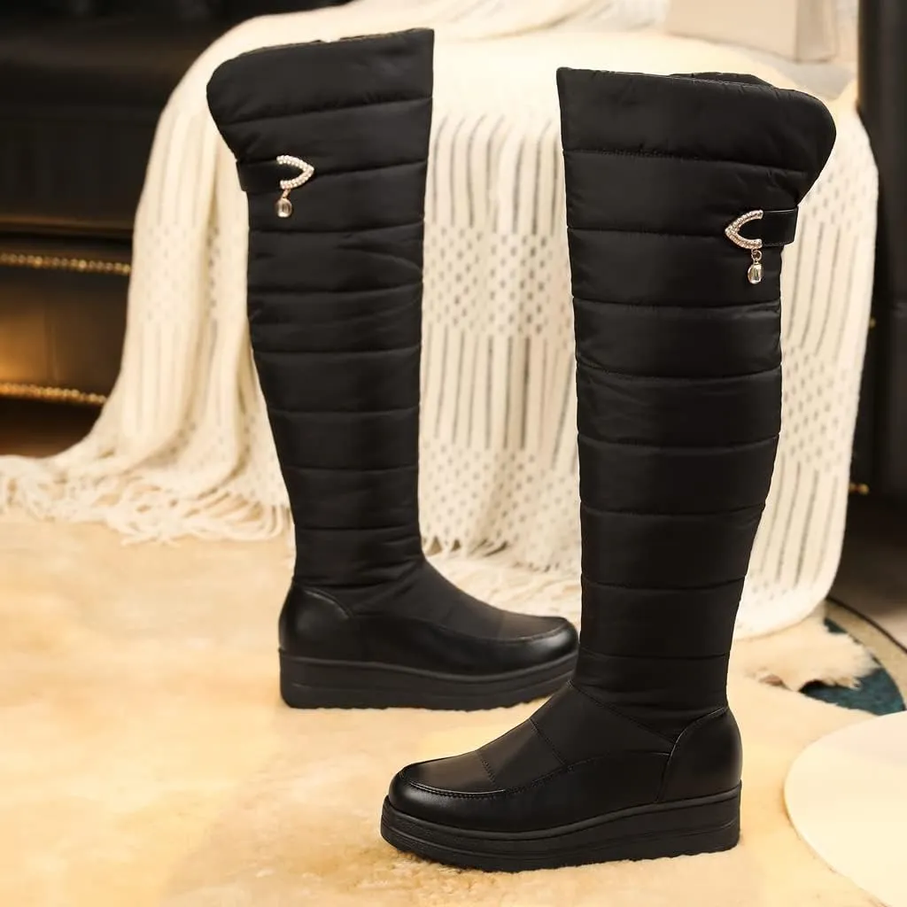 Women's Winter Over The Knee Thigh High Snow Boots Waterproof Rain Warm Fur Lined Wide Calf Snow Boot