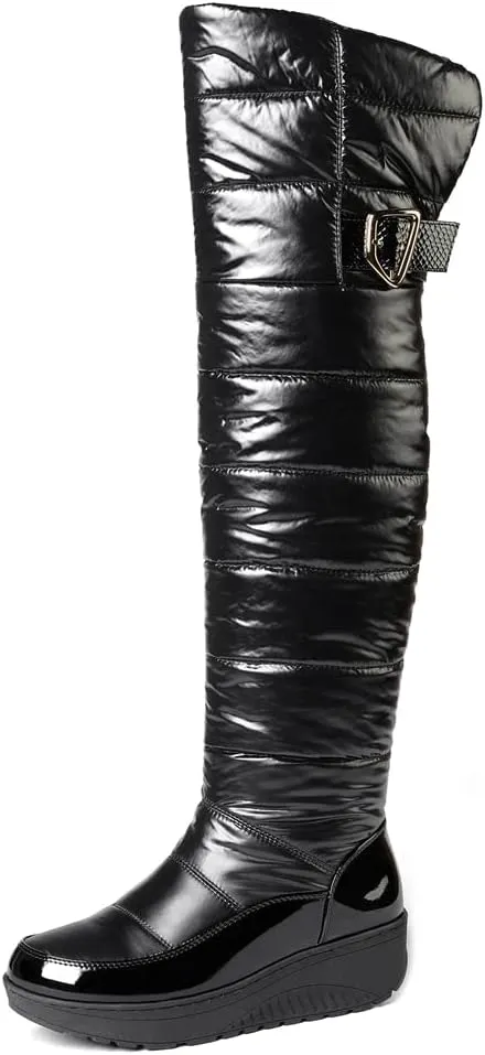 Women's Winter Over The Knee Thigh High Snow Boots Waterproof Rain Warm Fur Lined Wide Calf Snow Boot