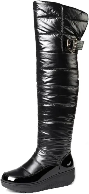 Women's Winter Over The Knee Thigh High Snow Boots Waterproof Rain Warm Fur Lined Wide Calf Snow Boot