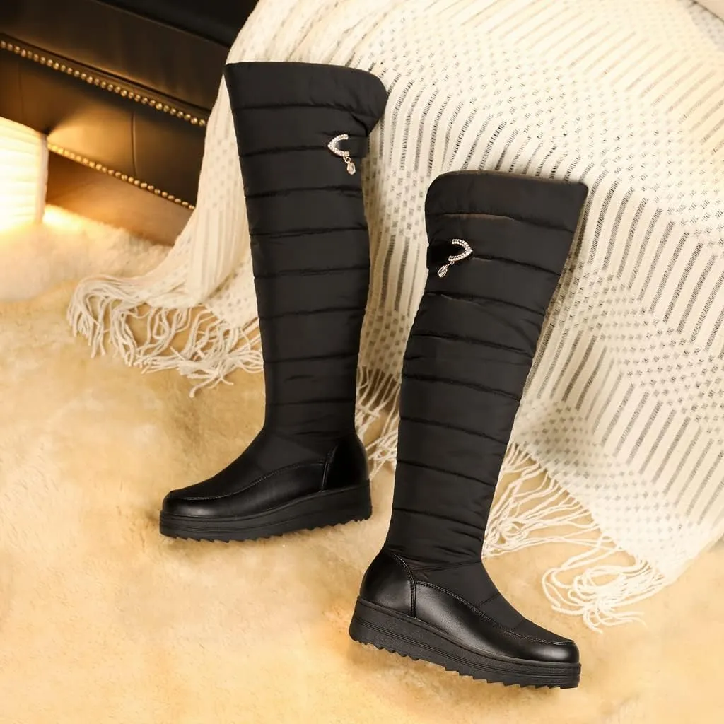 Women's Winter Over The Knee Thigh High Snow Boots Waterproof Rain Warm Fur Lined Wide Calf Snow Boot