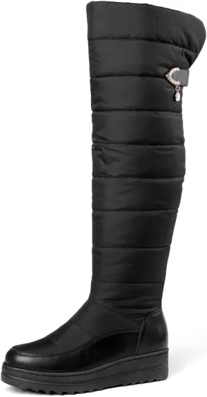 Women's Winter Over The Knee Thigh High Snow Boots Waterproof Rain Warm Fur Lined Wide Calf Snow Boot