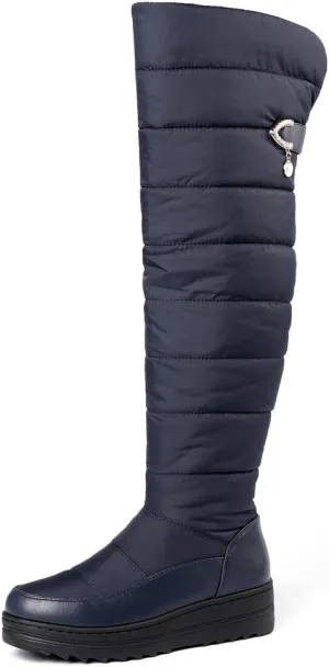 Women's Winter Over The Knee Thigh High Snow Boots Waterproof Rain Warm Fur Lined Wide Calf Snow Boot