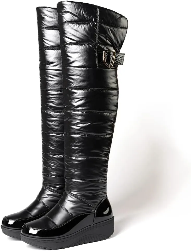 Women's Winter Over The Knee Thigh High Snow Boots Waterproof Rain Warm Fur Lined Wide Calf Snow Boot
