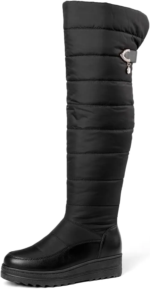 Women's Winter Over The Knee Thigh High Snow Boots Waterproof Rain Warm Fur Lined Wide Calf Snow Boot