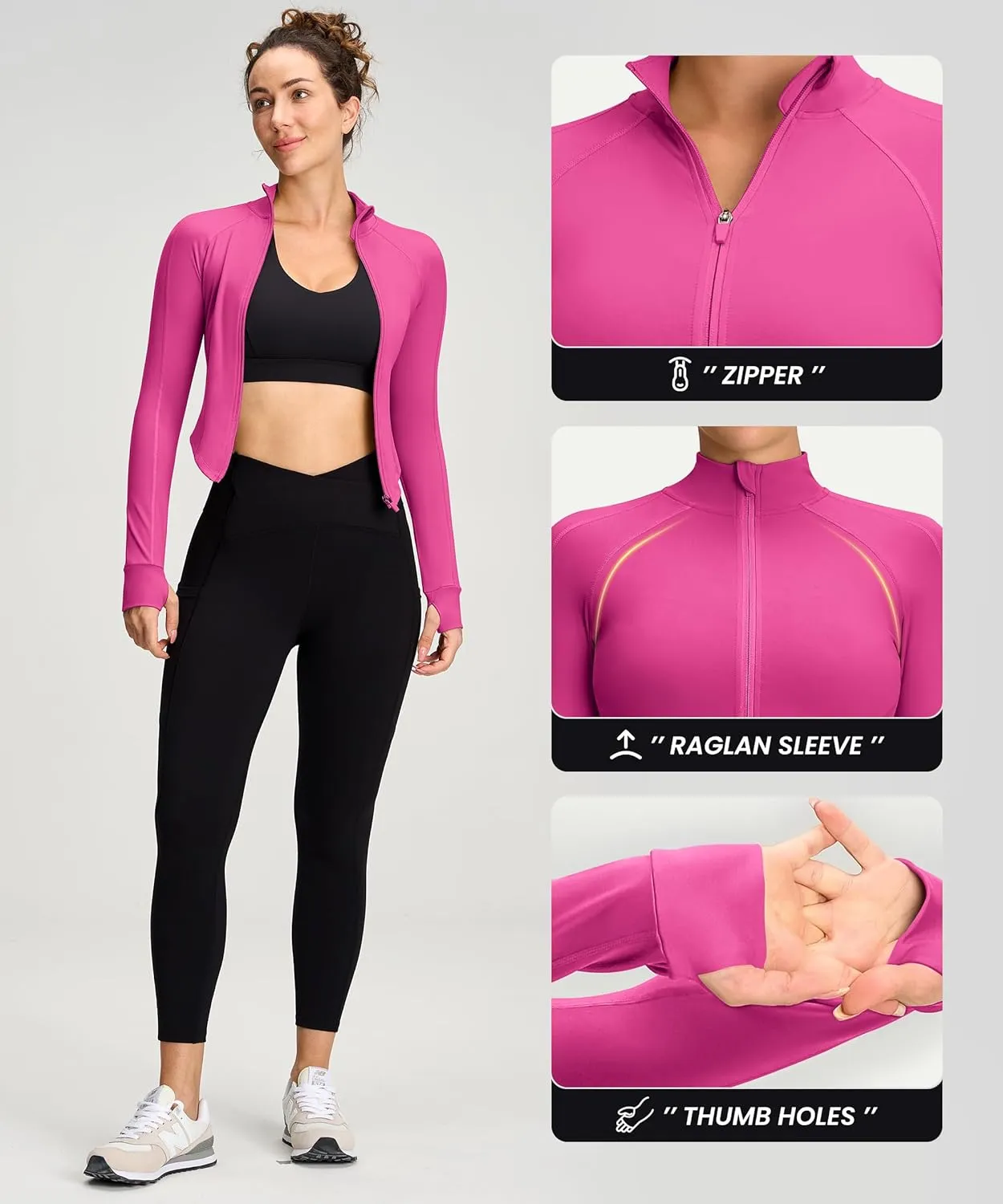 Womens Zip Up Bbl Jacket Lightweight Cropped Athletic Jacket Track Gym Workout Jackets for Running Yoga Hiking