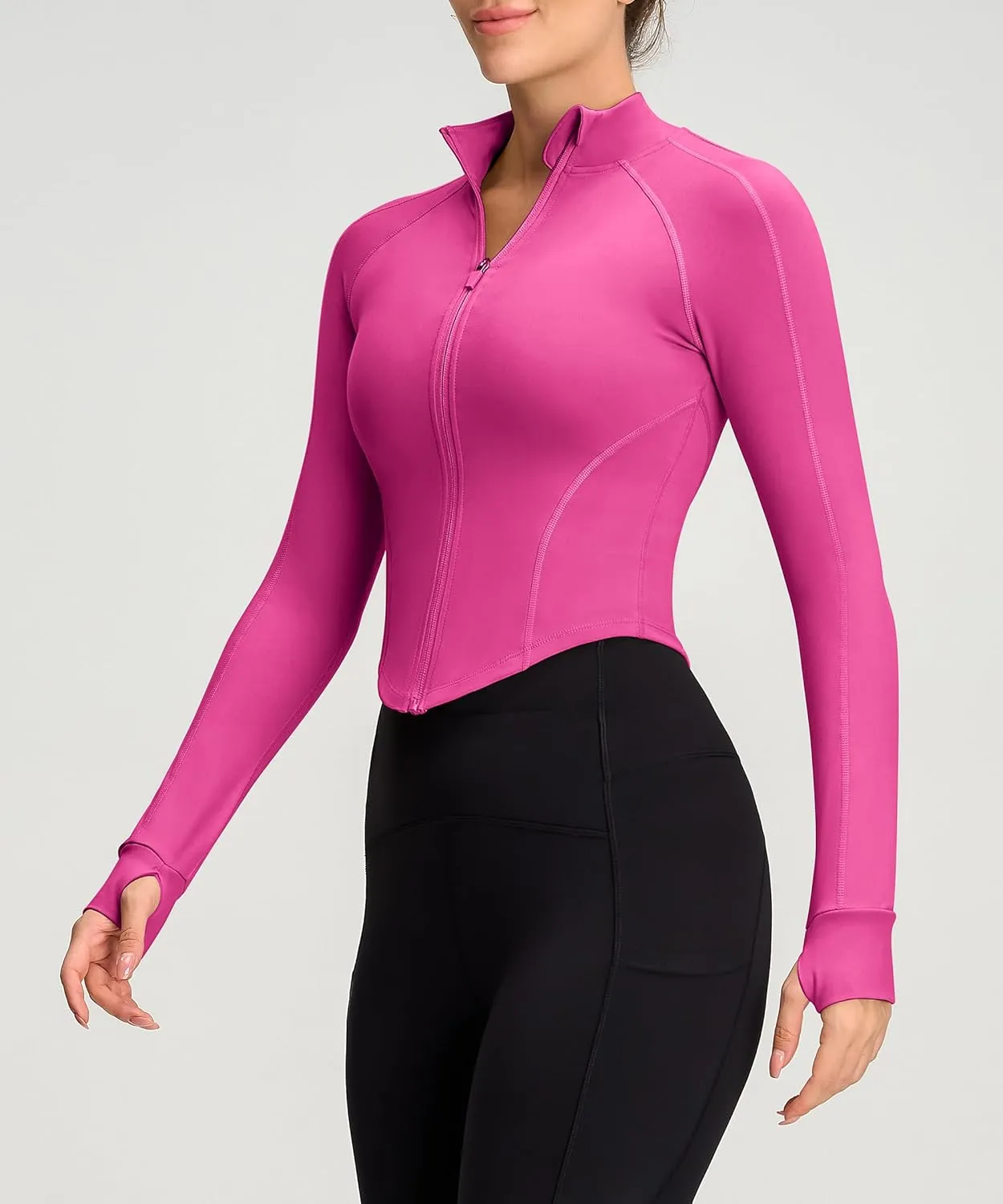 Womens Zip Up Bbl Jacket Lightweight Cropped Athletic Jacket Track Gym Workout Jackets for Running Yoga Hiking