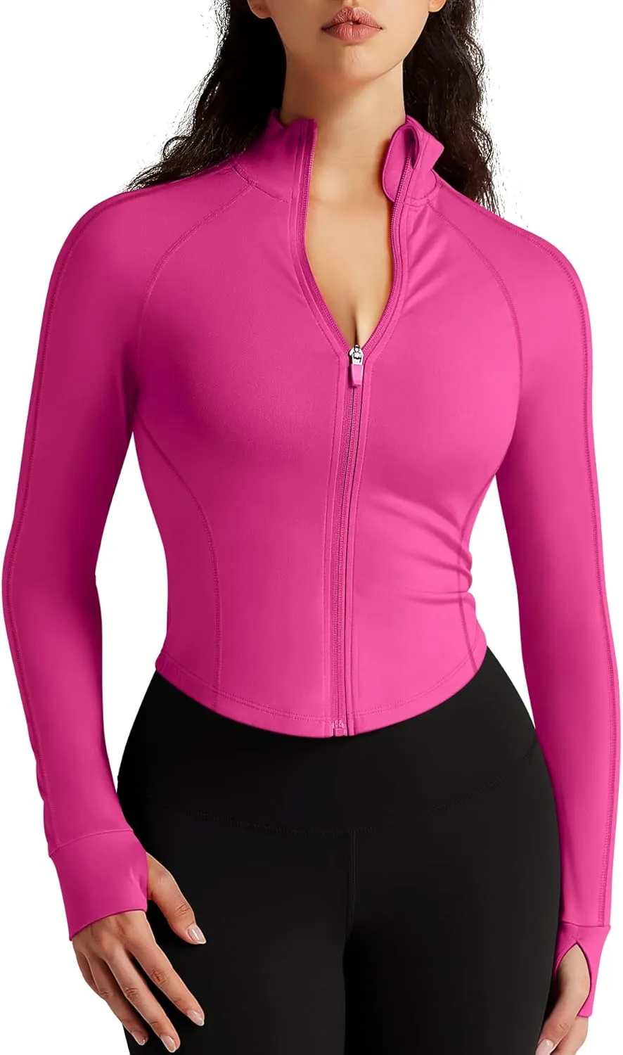 Womens Zip Up Bbl Jacket Lightweight Cropped Athletic Jacket Track Gym Workout Jackets for Running Yoga Hiking