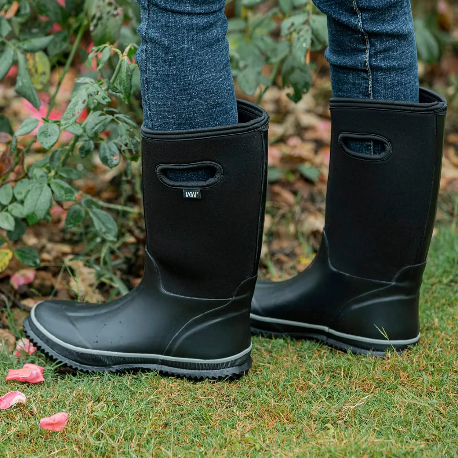 WTW Mid Calf Rain Boots for Women - Waterproof Insulated Neoprene Mud Boots Outdoor Hunting Garden Boots