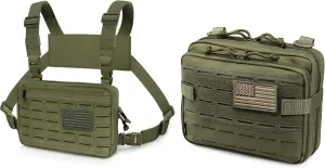 WYNEX Tactical Chest Rig Bag - Molle Utility Recon Kit Pack, EDC Running Chest Pouch With Laser Cut Design Admin Pouch