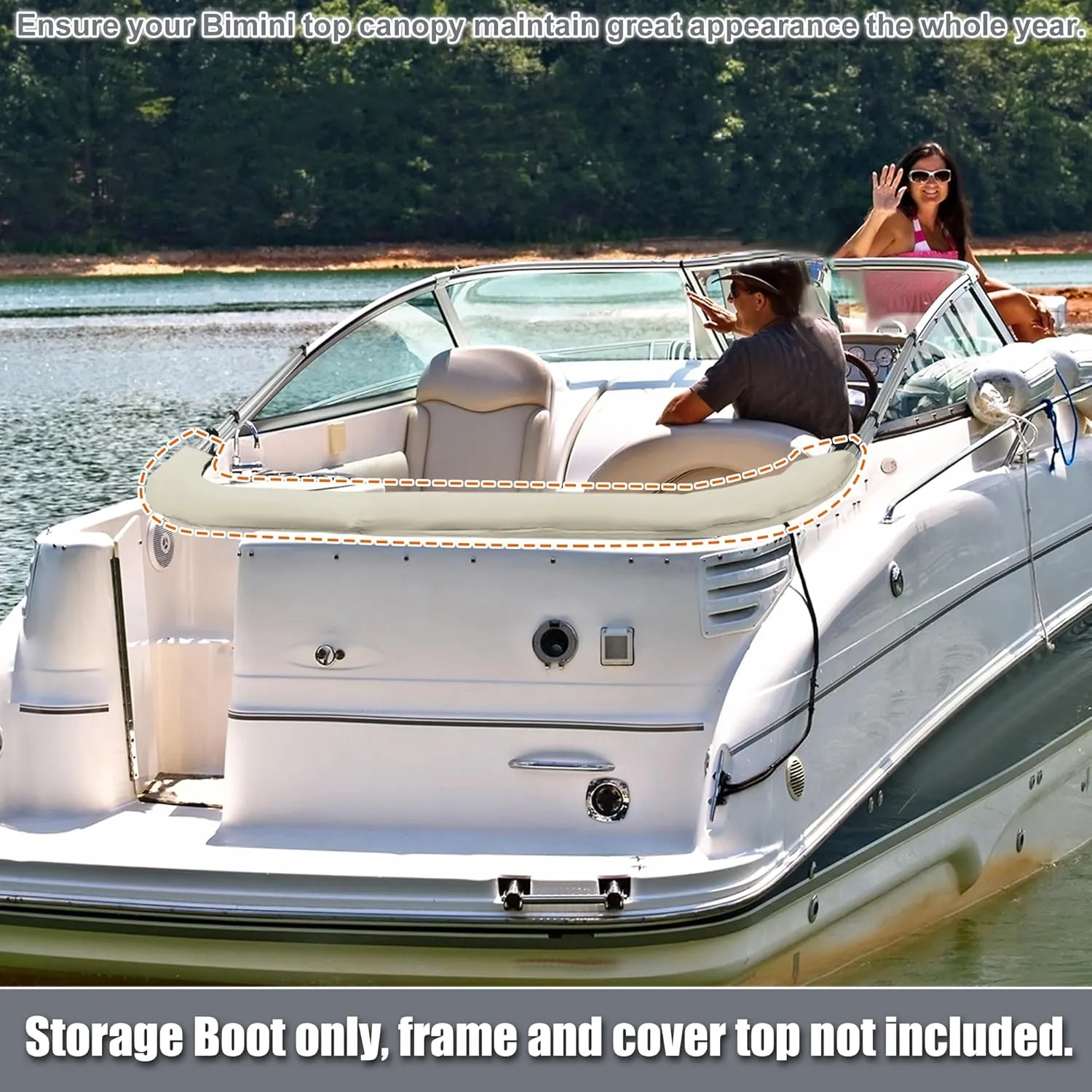 X AUTOHAUX Bimini Top Storage Boot Cover Waterproof Boat Bimini Storage Bag 600D Polyester Canvas Sun Resist Universal for 3 Bow 4 Bow