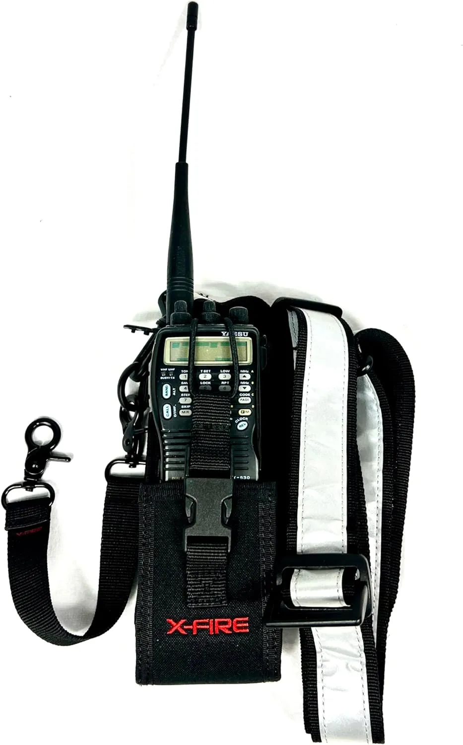 X-FIRE® Radio Strap DLX Large Washable Firefighter EMS 1st Responder Radio Shoulder/Duty Belt Holder w/Anti-Sway Strap. MOLLE/PALS. 1.5" Shoulder Strap w/ 3M Reflective and Moveable Mic Holder.