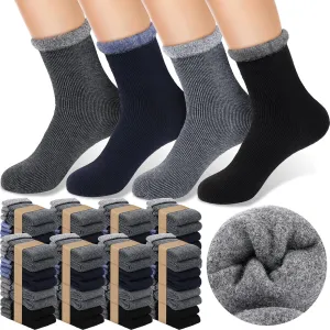 Xuhal 60 Pairs Winter Warm Thermal Crew Boot Socks - Thick Heated Socks for Women & Men - Cold Weather Hiking