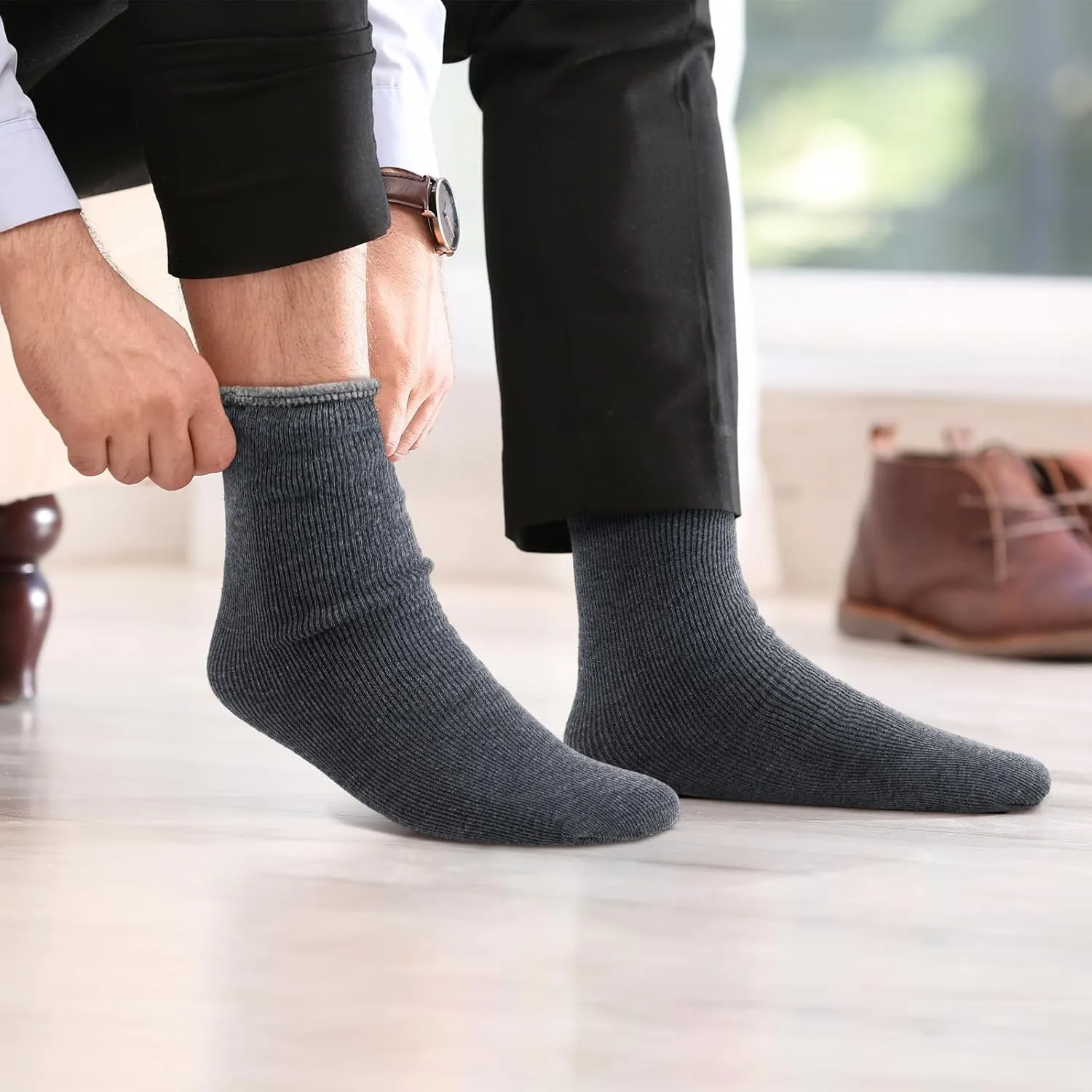 Xuhal 60 Pairs Winter Warm Thermal Crew Boot Socks - Thick Heated Socks for Women & Men - Cold Weather Hiking