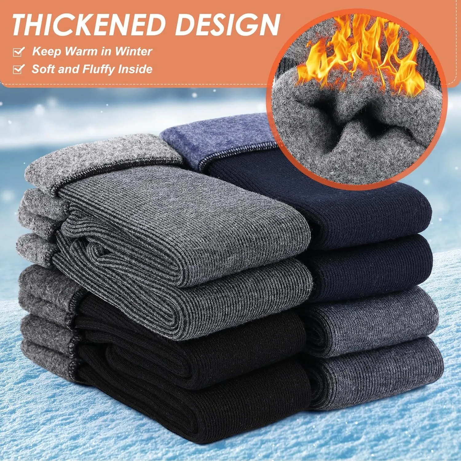 Xuhal 60 Pairs Winter Warm Thermal Crew Boot Socks - Thick Heated Socks for Women & Men - Cold Weather Hiking