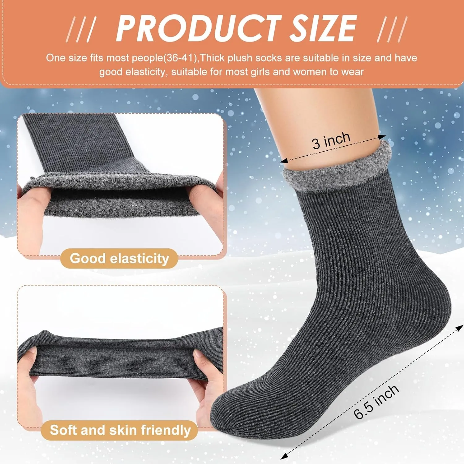 Xuhal 60 Pairs Winter Warm Thermal Crew Boot Socks - Thick Heated Socks for Women & Men - Cold Weather Hiking