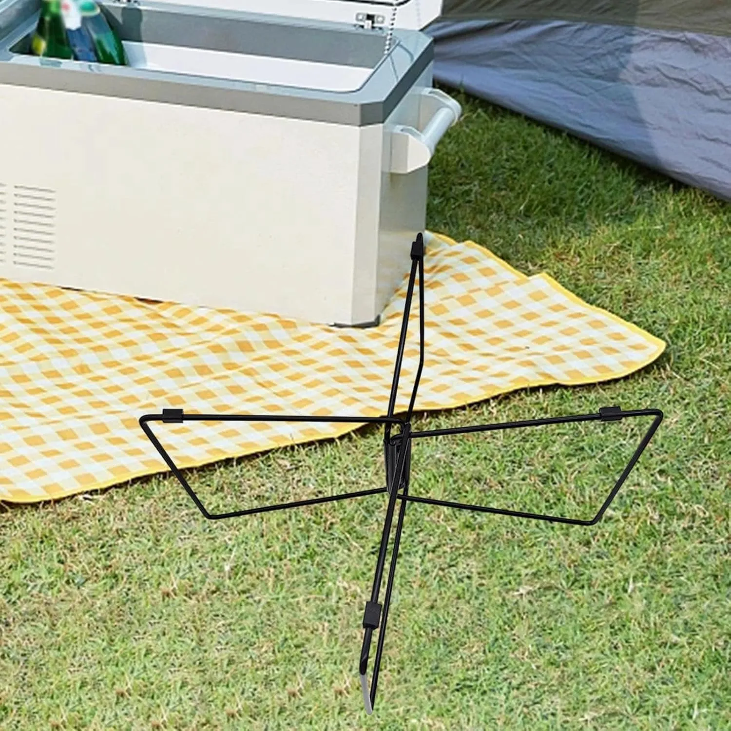 Yiju Foldable Cooler Stand Fridge Ice Box Holder Lightweight Folding Insulation Storage Box Stand Luggage Rack for Cooking Fishing
