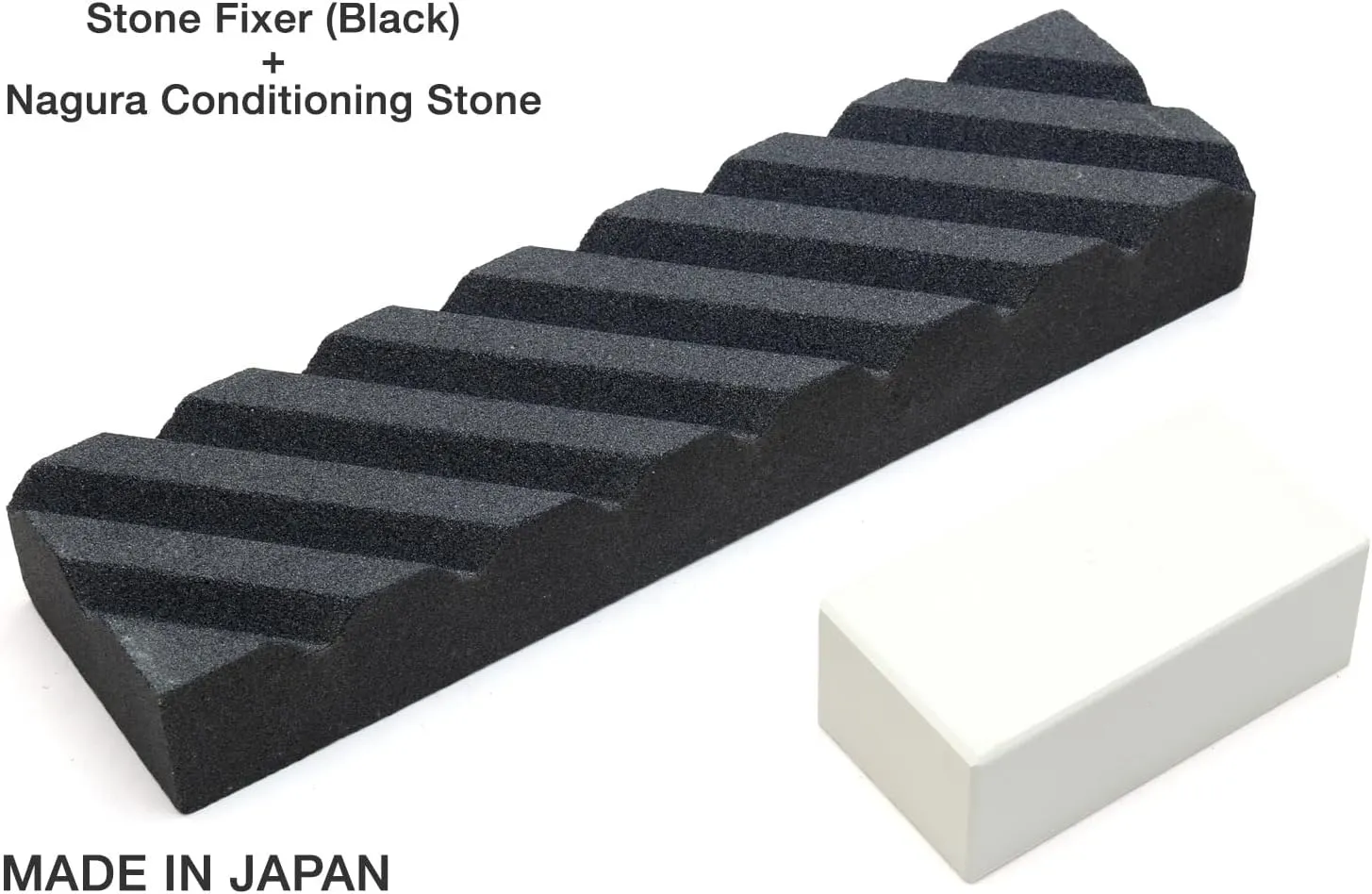 Yoshihiro Knife Sharpening Stone Fixer & Nagura Conditoning Stone Chef's Tools (Regular Set - Black)