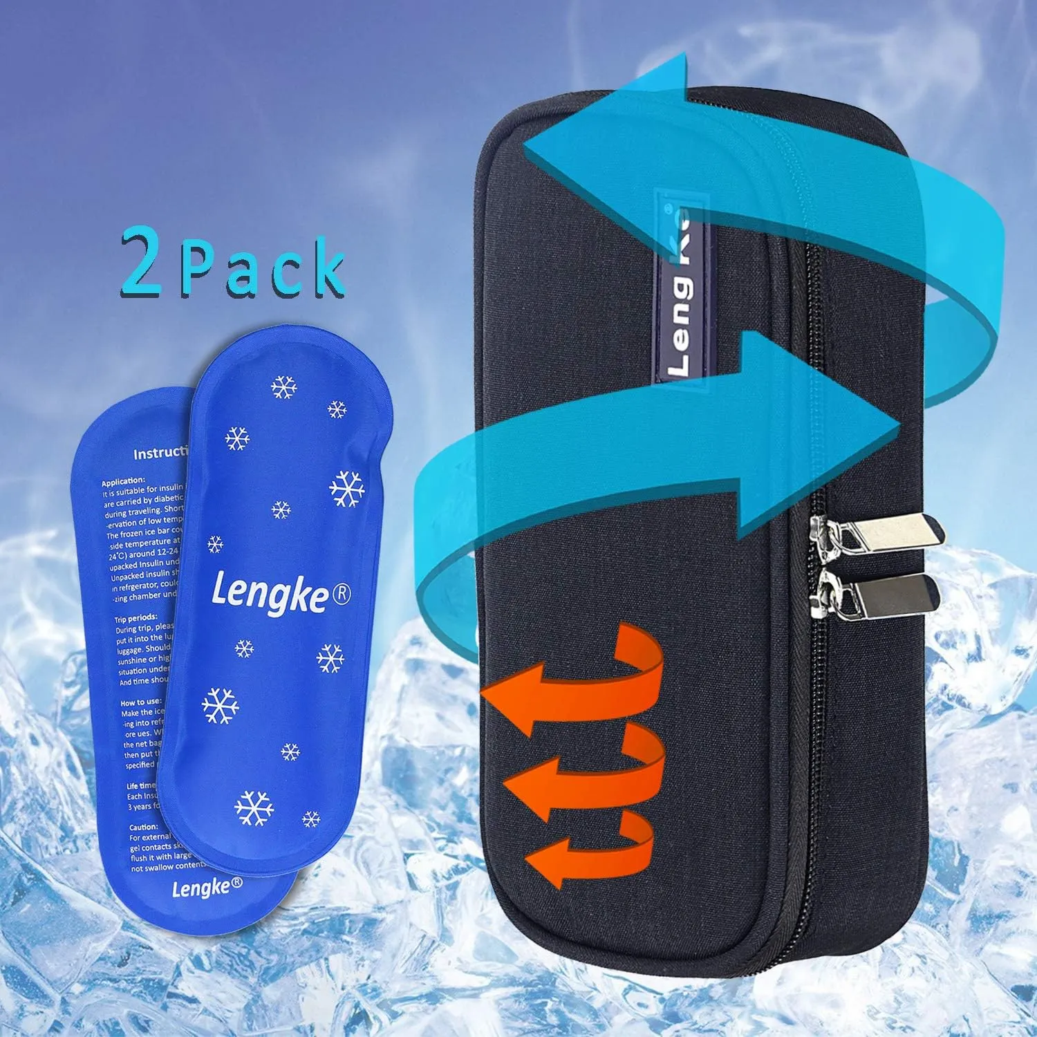 YOUSHARES Insulin Travel Case - Insulated Medication Cooler Travel Bag for Diabetic Insulin Pen and Vials Storage with 2 Cooling Ice Packs (Black)