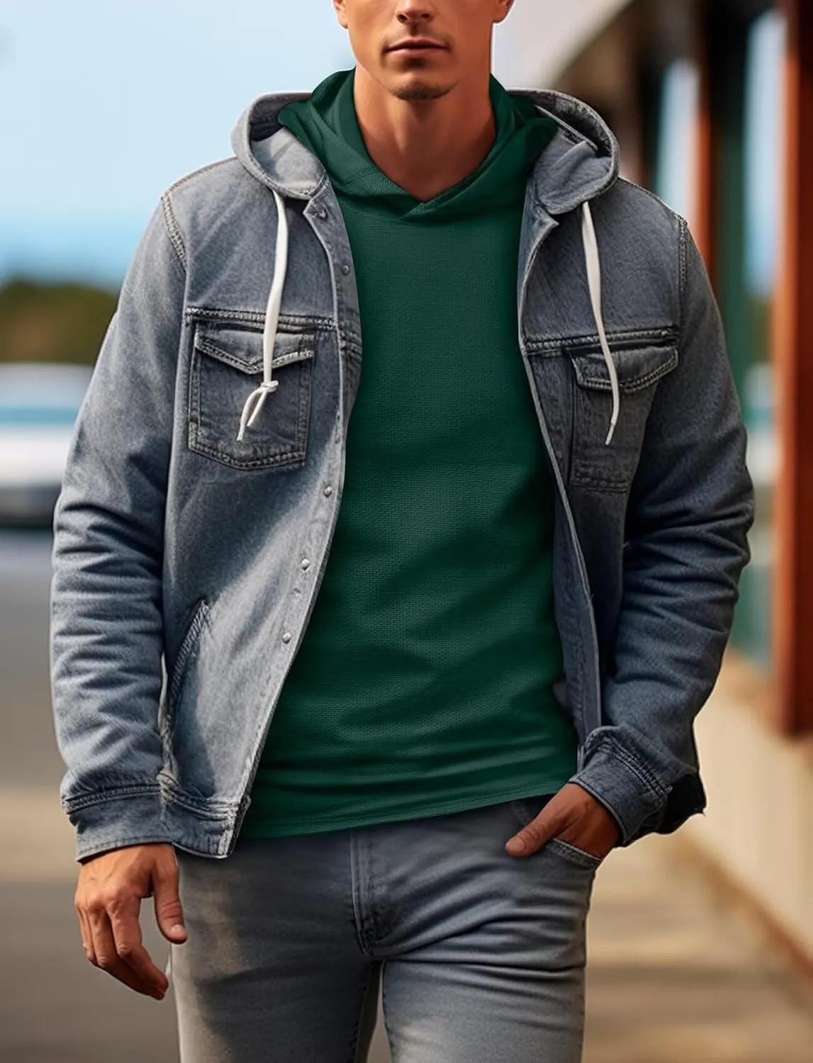 Zengjo Mens Pullover Hoodie Athletic Lightweight Hooded Workout Sweatshirt Moisture Wicking