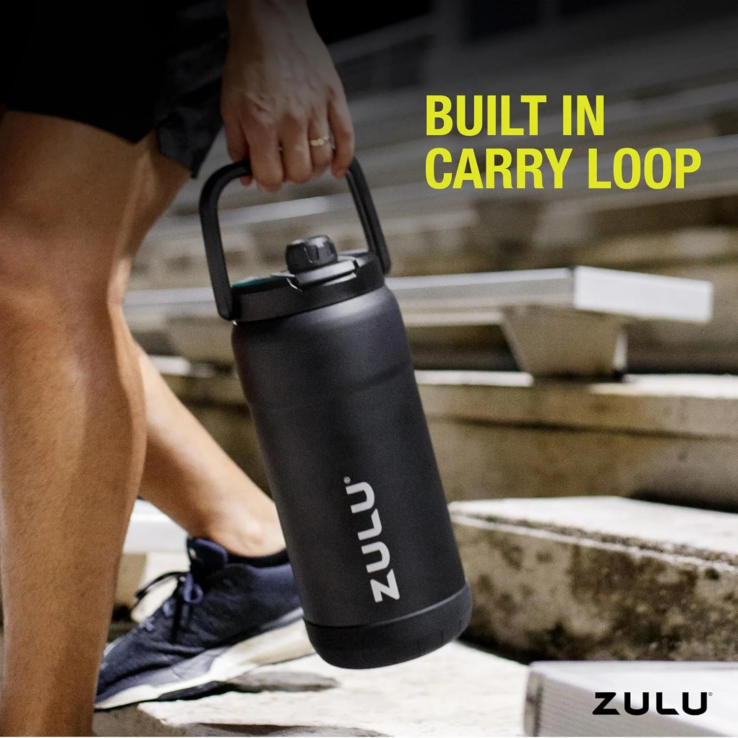 ZULU Goals Vacuum Insulated Large Capacity Stainless Steel Water Bottle | Reusable Jug Thermoses with Carry Handle | Leak-Proof Lid | Perfect for Travel, Workout, Gym, Hiking, Camping | 64oz, 101oz